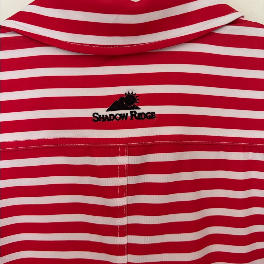 Belyn Key Red & White Striped Sleeveless Zip Polo Tank - Picture 3 of 3